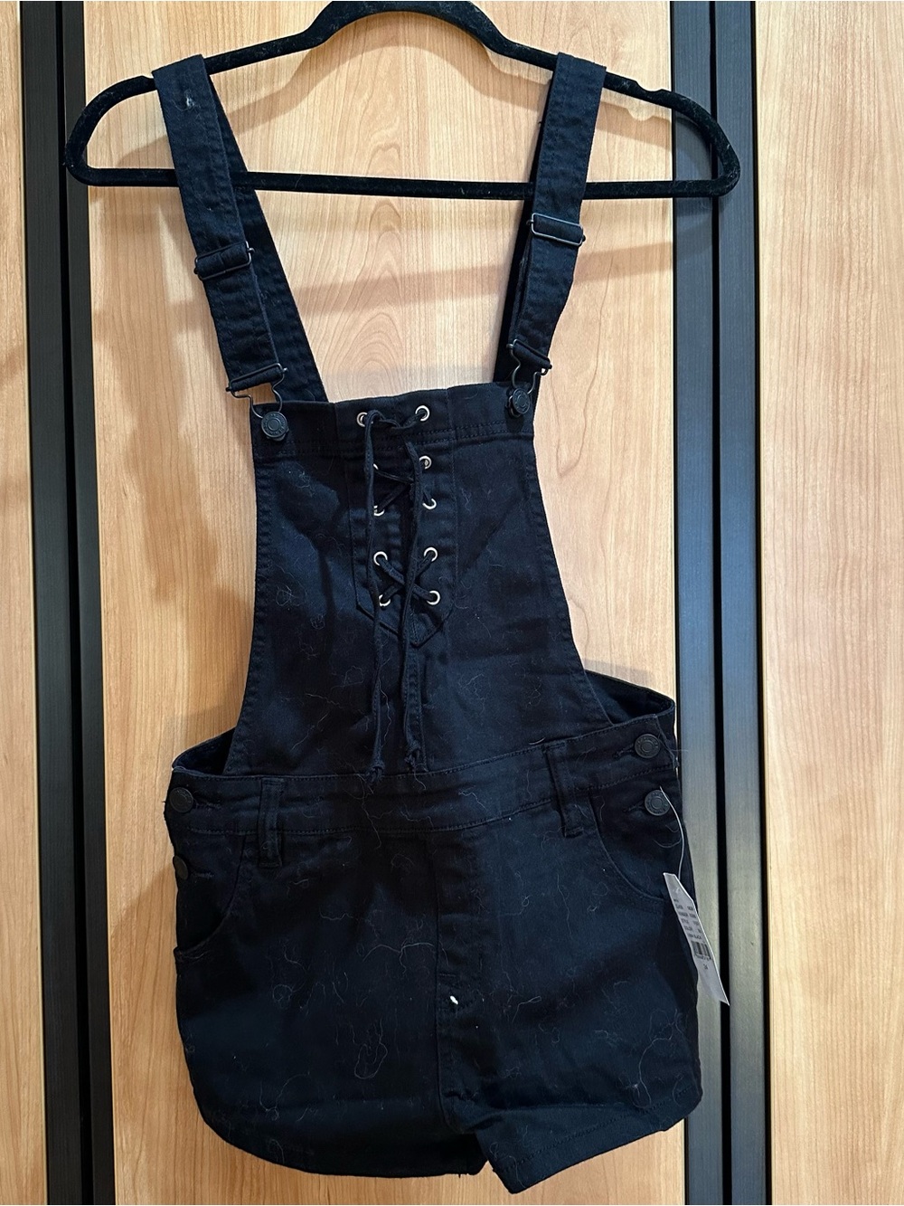 PacSun Black Lace-Up Overall Shorts